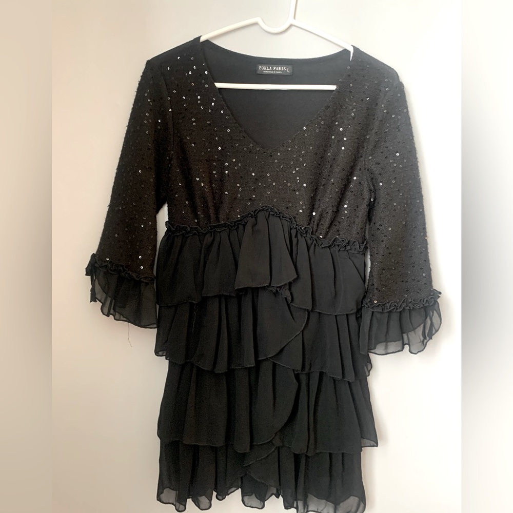 FLORA PARIS Size L BLACK DRESS